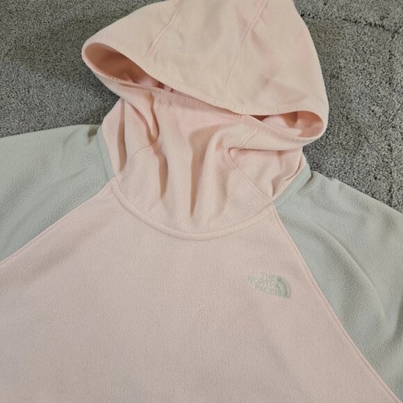 North Face Hooded Fleece Pullover With Neck Cover Pink/Gray Womens Size Lg - Picture 1 of 9